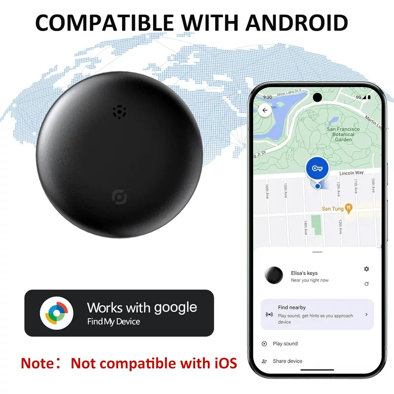 Трекер для Google Android, глобальный позиционер, совместим с Find My Device, антивытерянное устройство