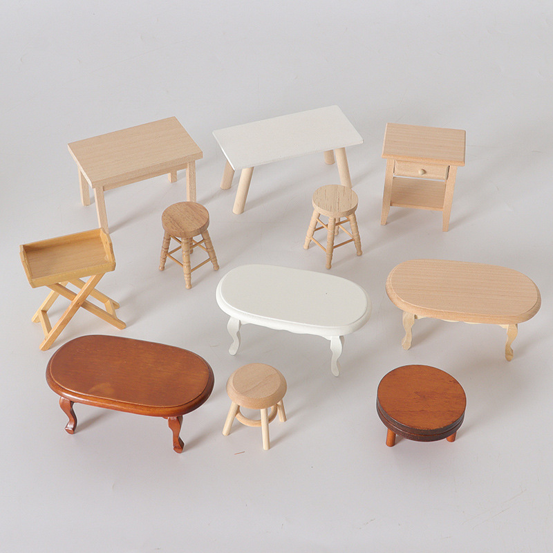 Dollhouse Mini Wooden Dining Table and Chairs Ob11 Miniature Food Play Scene Props Furniture Matching Model Dollhouse Mini Wooden Dining Table and Chairs Ob11 Miniature Food Play Scene Props Furniture Matching Model