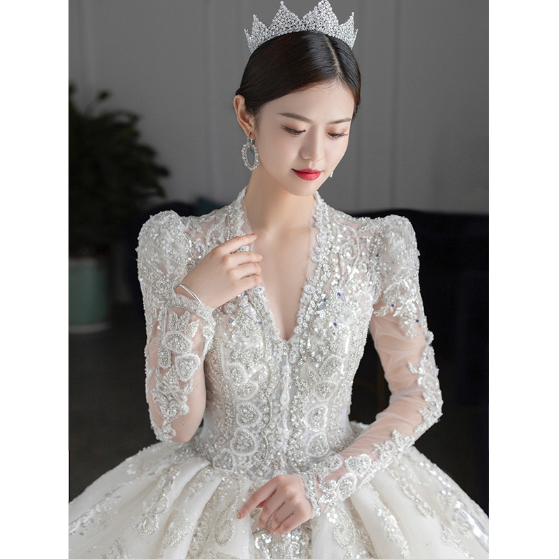 Vestido de novia 2025, nuevo estilo, vestido de novia principal, estilo palacio, sensación de alta gama, cola larga, cintura alta, talla grande para mujeres embarazadas D86. image 4