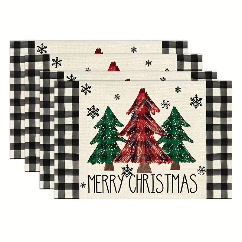 Transfronterizos lino almohadilla de mesa Aliexpress TEMU Amazon almohadilla de mesa cuadrada búfalo rojo almohadilla de Navidad Día de la Independencia