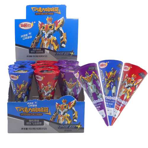 Gold Rice New Product 192g Boxed Chocolate Crisp Cone Ice Cream Biscuit Cone for Children's Street Stands and Leisure Snacks