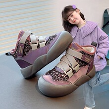 女童鞋公主雪地靴2025冬季新款儿童加绒亮片鞋子中大童加厚大棉鞋