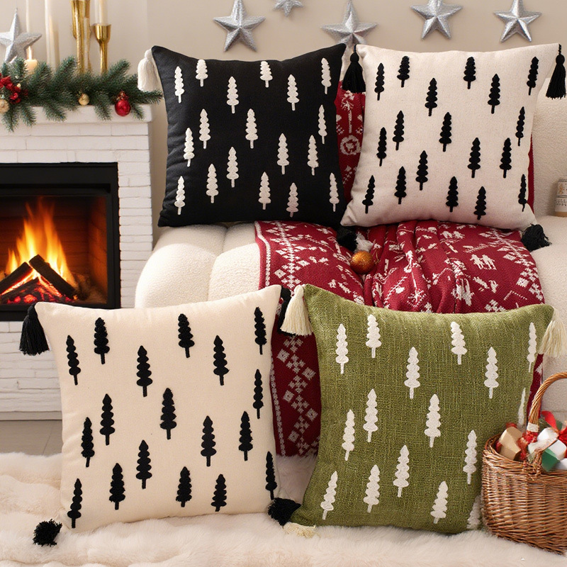 Christmas Ins Embroidered Pillowcase Creative Green Living Room Sofa Cushion Scandinavian B&B Bay Window Export Pillowcase