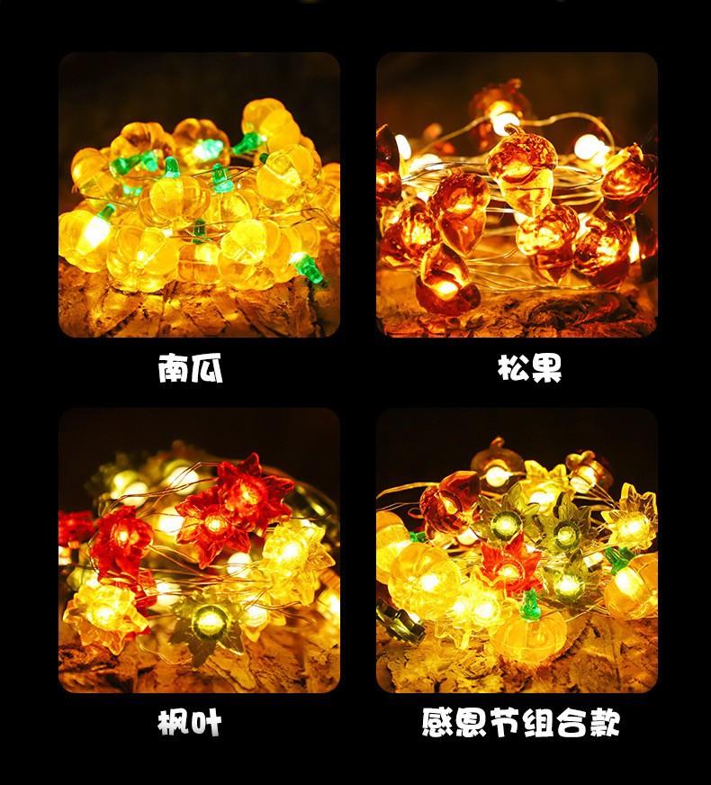 Luz de alambre de cobre de calabaza de Halloween de Acción de Gracias