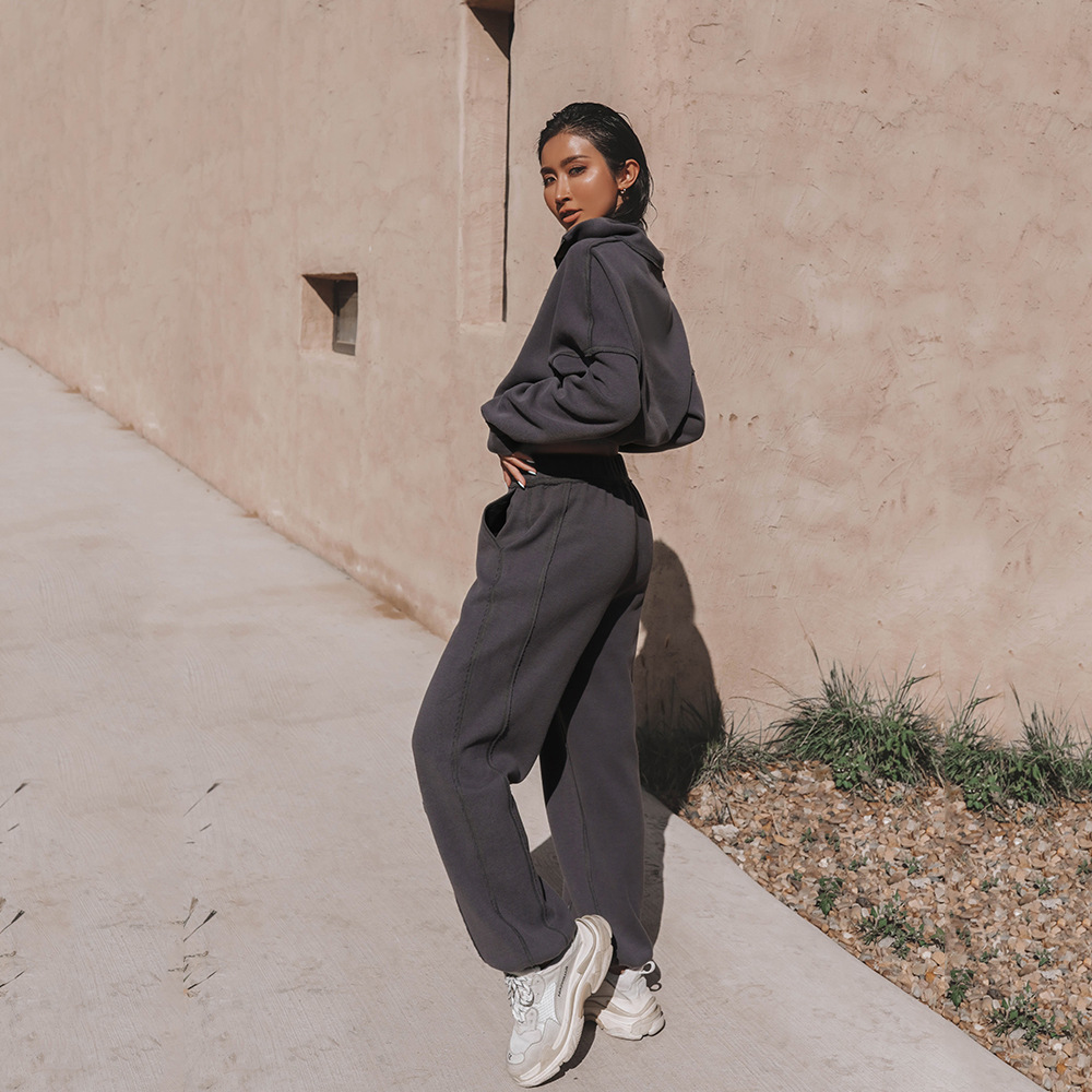 2025 INS Autumn Winter New European And American Foreign Trade Women's Fashion Sports Casual Sweatshirt Two-Piece_ecoleips.com