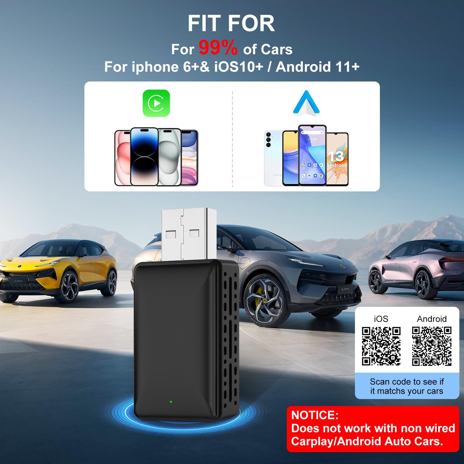 Hot-selling dual-system wireless CarPlay & Android Auto: a convenient device for upgrading your car's original system with smart screen mirroring