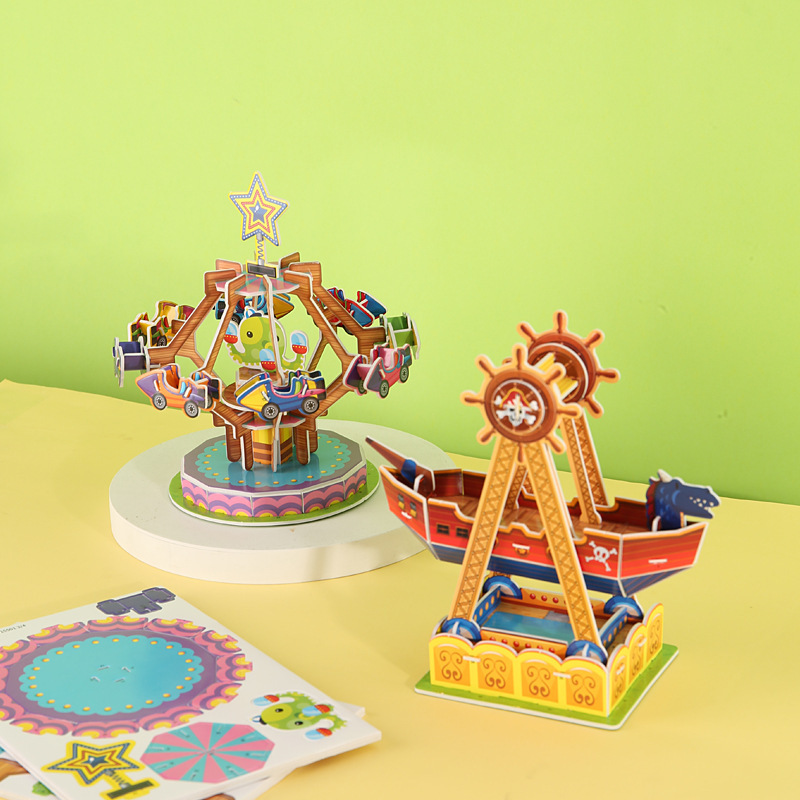 Creative Kidsren's 3D Stereo Pirate Ship Rotating Car Puzzle Puzzle DIY Paper Handmade Puzzle Toy for 3-6 Years Old Creative Kidsren's 3D Stereo Pirate Ship Rotating Car Puzzle Puzzle DIY Paper Handmade Puzzle Toy for 3-6 Years Old