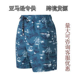 男士短裤夏季亚马逊货户外休闲运动宽松迷彩椰树五分男裤现货批发