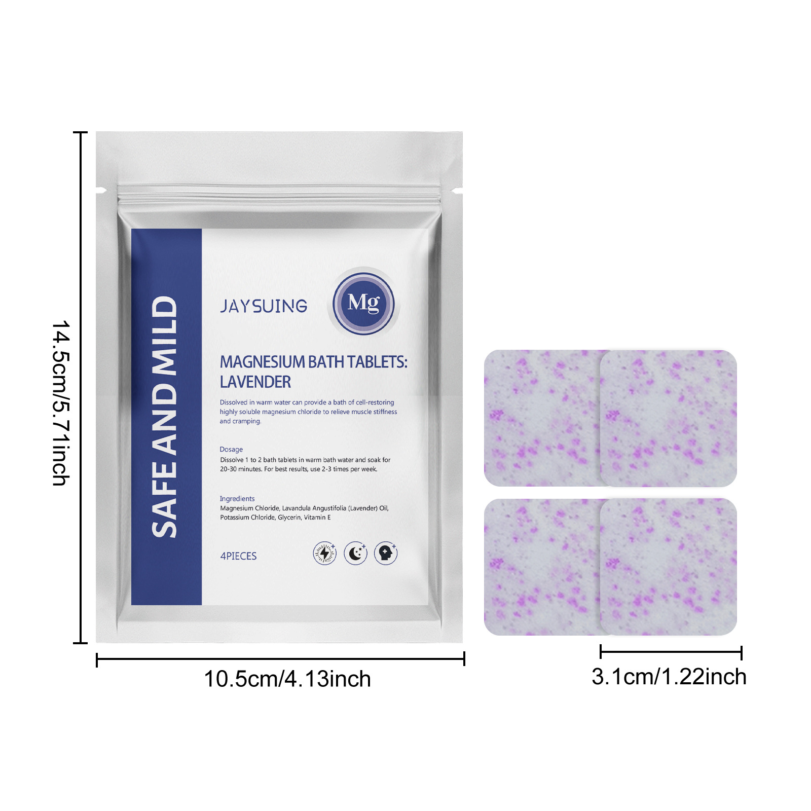 Levandų eterinio aliejaus ir magnio vonios tabletės, drėkinančios ir drėkinančios, valončios kūno odą, gaivinančios ir kvepiančios_voghion.com