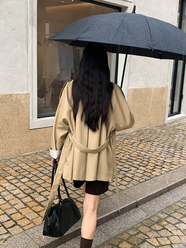 MOXI十三行女装2025秋季新款韩版立领外套小个子中长款风衣外套女|undefined