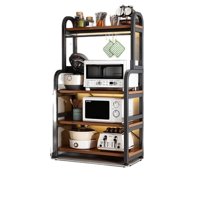 Estante de almacenamiento de cocina estante de almacenamiento simple multicapa de piso estante de condimento multifuncional estante de almacenamiento doméstico de microondas