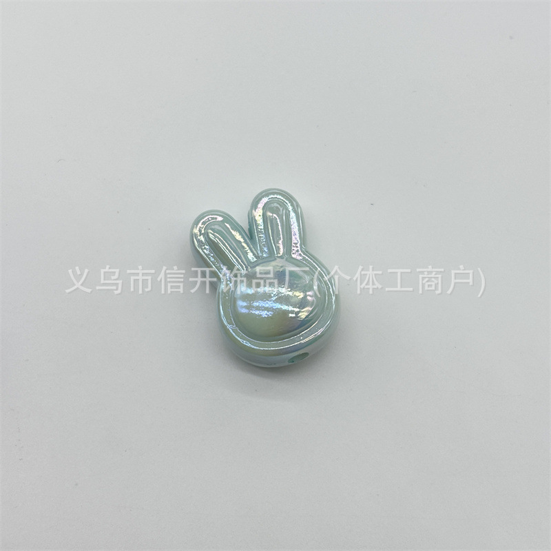 Cuentas de acrílico vibrantes con agujeros verticales y recubierto conejo, para DIY llaveros, cadenas y accesorios de joyería hechos a mano.