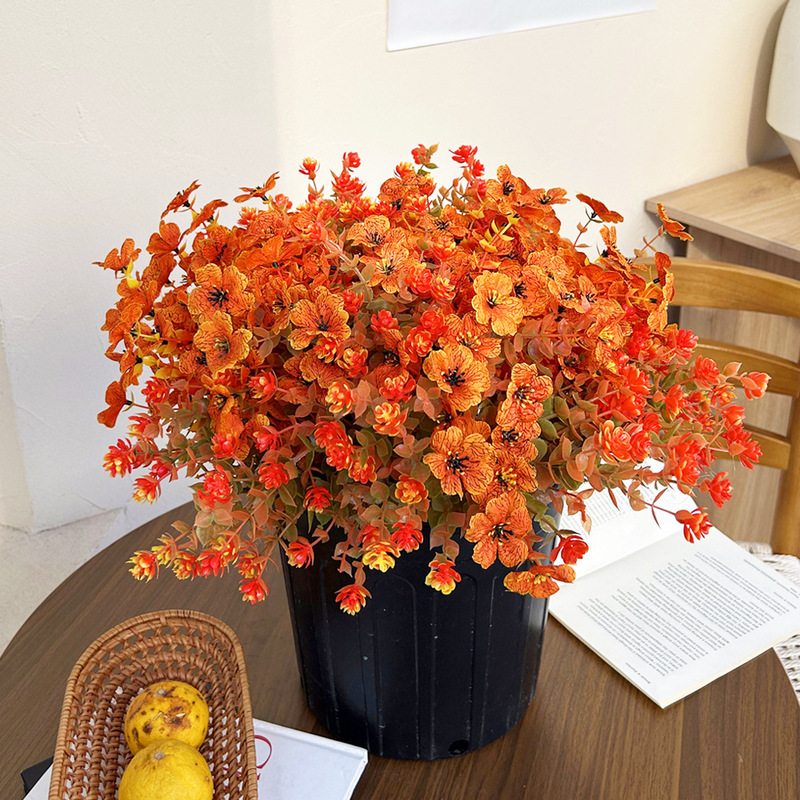 クロスボーダー造花アマゾン秋秋赤ユーカリ造花葉布花バイオレットサンセットレッド屋内外|undefined