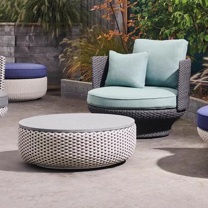 Outdoor sofa set, outdoor patio furniture, balcony leisure chairs, courtyard villa, guesthouse, single-person woven rattan chair with backrest