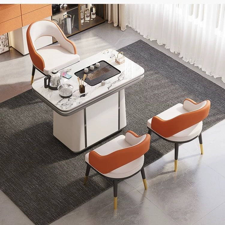 티 테이블 + 메인 의자*1 + 원형 스툴*2 [그레이]