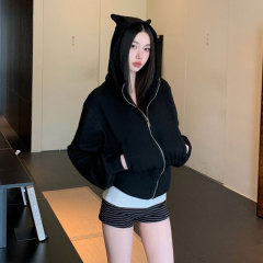 运动休闲套装女设计感小众韩版卫衣外套条纹吊带短裤辣妹三件套秋