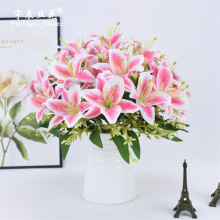 仿真7头香水百合花  居家婚庆装饰花大百合花绢花绿植盆栽配材