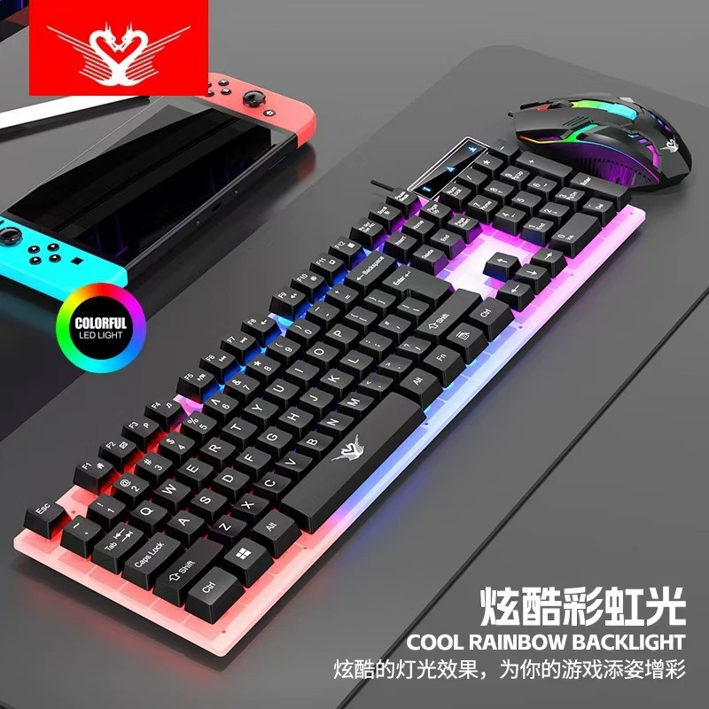 Neon glowing mechanical keyboard, liner, universal laptop