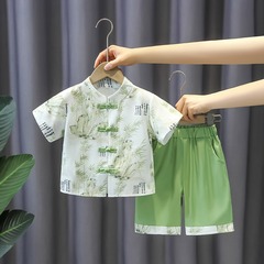 Children's Hanfu New Chinese Style Ancient Style Trendy Thin Set Male Baby Birthday Dress Male Child Summer Bamboo Leaf Tang Suit
