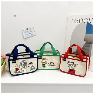 Snoopy Lunch Bag Canvas Bag Large Capacity Multifunctional Tote Bag Handbag Storage Bag Trendy Canvas Bag