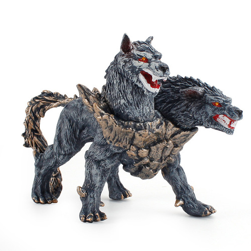 Cross-new export ancient mythological animal model Large two-headed dog Warcraft fantasy series animal ornaments model