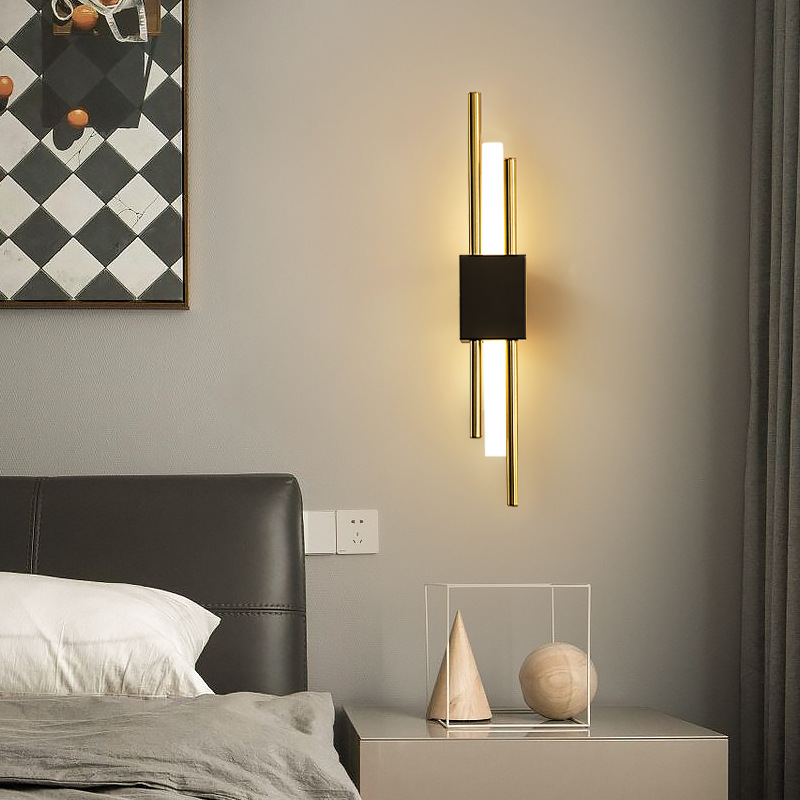 lámpara de pared lámpara de cabecera lámpara de fábrica lámpara de pared lujosa lámpara de pared fondo de sala de estar larga venta directa fondo de pared escalera Zhongshan