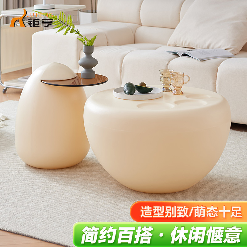 Mesa de centro de garra de gato de estilo crema de color rojo simple de lujo ligero, mesa de centro de dormitorio creativa de sala de estar simple moderna, mesa lateral de apartamento pequeño