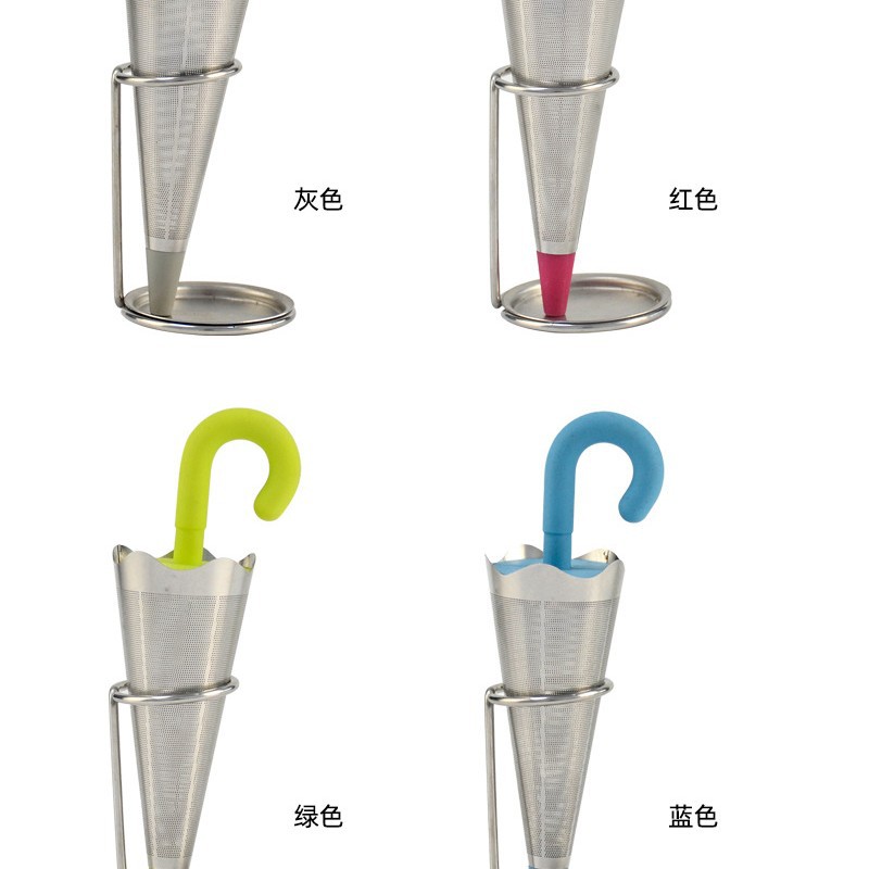 Creativa paraguas colador de té hogar al por mayor embudo de acero inoxidable Filtro de aislamiento de té neto fabricante de té accesorios colador