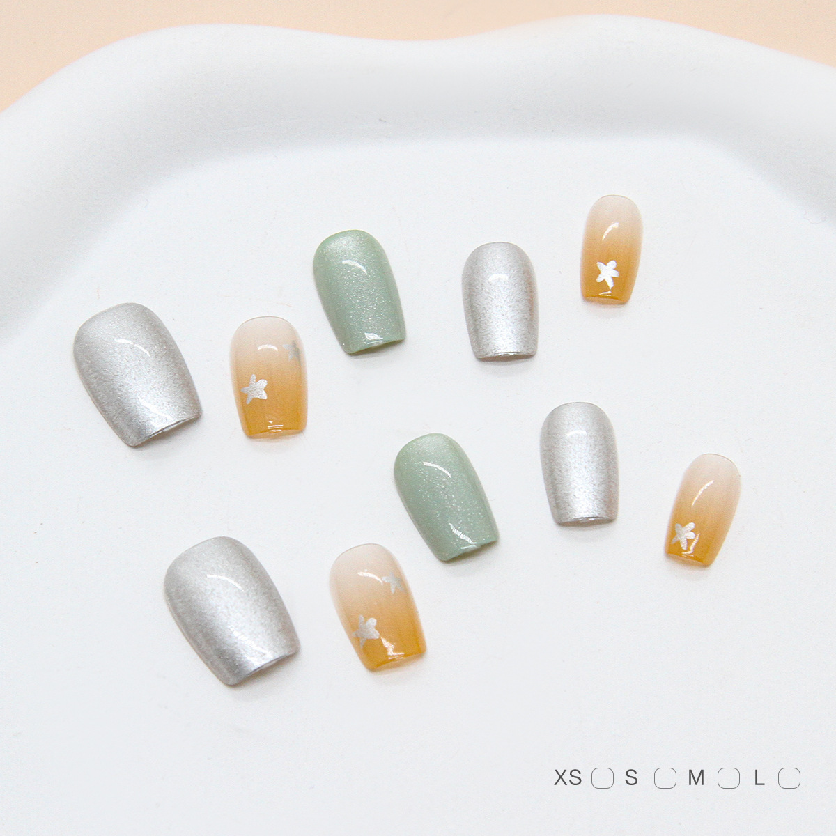 Uñas postizas removibles hechas a mano con forma de ojo de gato, manicura, uñas cortas de Ballet, tamaño dividido, uñas usables, 10 piezas, venta al por mayor