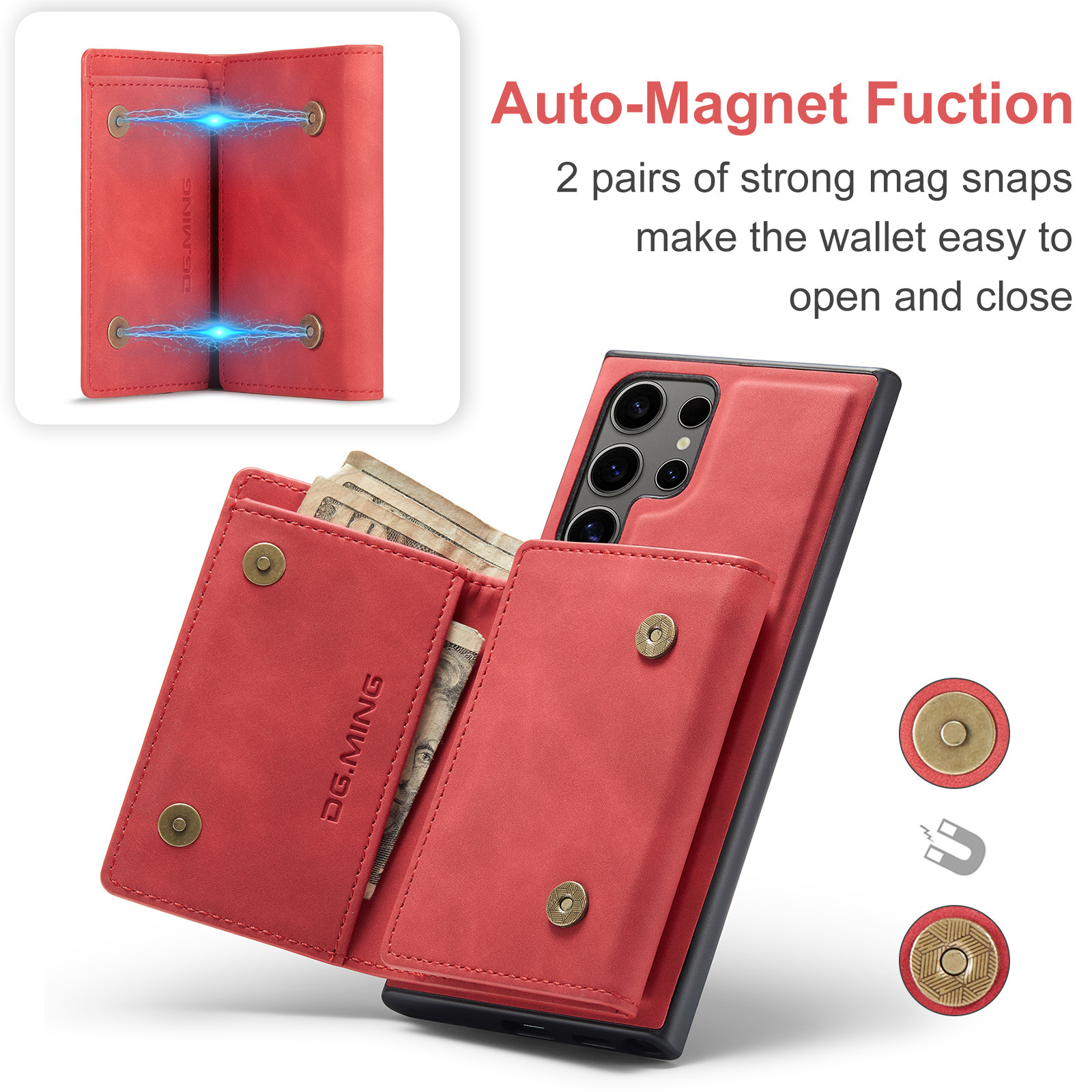 M1 für Samsung S24 Ultra Multifunktions-Geldbörsen-Schutzhülle S23 Ultra Magnetische geteilte Geldbörsen-Lederhülle_voghion.com