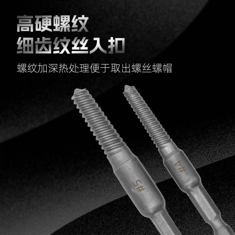 Hexagonal Handle Rotten Thread Extractor Single End Reverse Thread Damaged Screw Removal Tool Kit Slider Screw Extractor