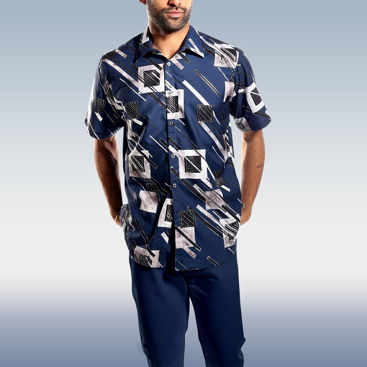 跨境外贸春秋新款长袖衬衫套装 嘻哈港风时尚潮牌3D印花休闲男装