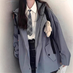 韩版风衣外套女2025春秋新款小个子中长款学院风jk制服外套冲锋衣