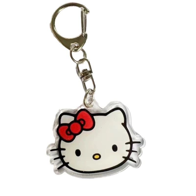 Акриловый брелок-подвеска Hello Kitty, 5 см, украшение для рюкзака с металлическим кольцом