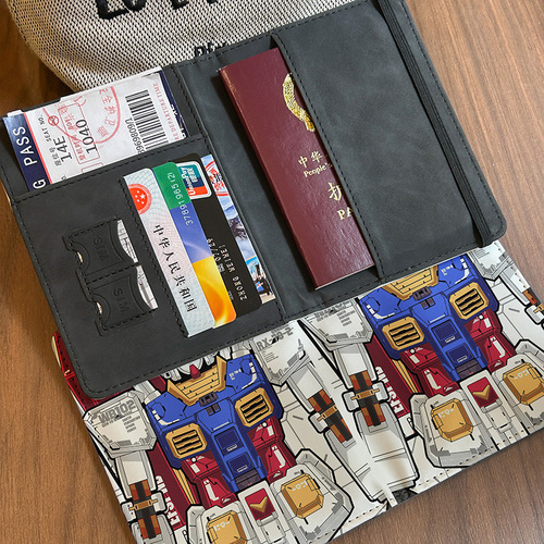 High Quality Gundam Boy Cartoon Passport Holder, Identity Card Case, Multi-functional Card Holder, Travel Abroad Portable Storage
