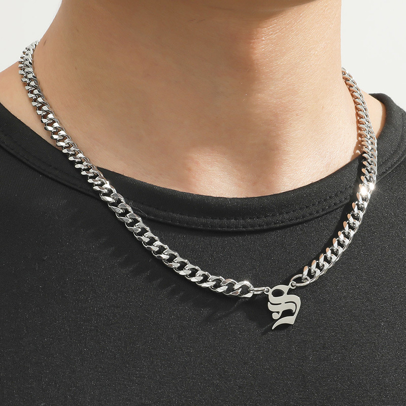 Fashion Letter Titanium Steel Plating Pendant Necklace 1 Piece