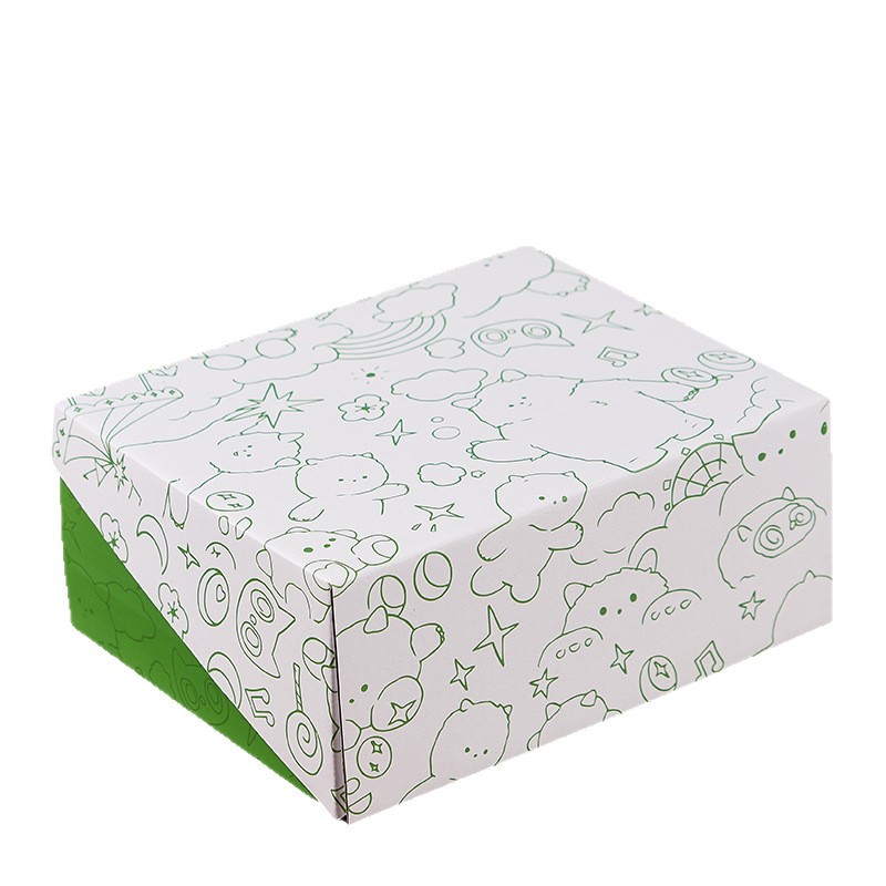Caja de zapatos para niños, caja de papel, tapa abatible, dibujos animados, bebé, niño, comercio electrónico, protección del medio ambiente, papel kraft, caja de zapatos, caja de embalaje, logotipo al por mayor