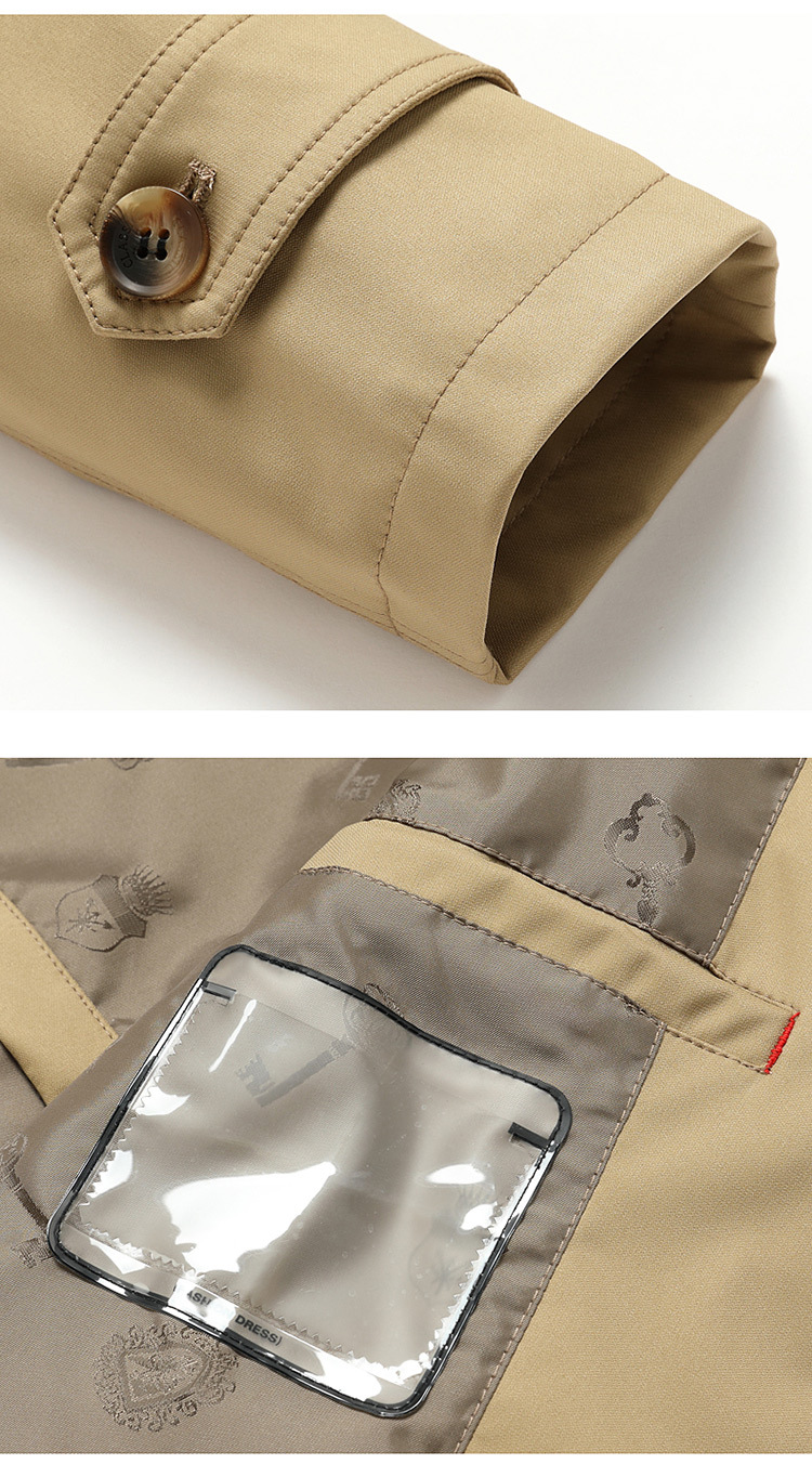 Men's Coat Minimalist Spring and Autumn Double Breasted Belt, Medium Length Top, Versatile Coat, 7 Colors Large_voghion.com