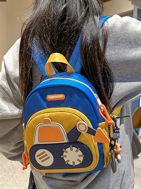 Mochila de estudiantes de primaria admisible con excavadora, mochila de jardín de infantes, mochila de hombro de automóvil para niños