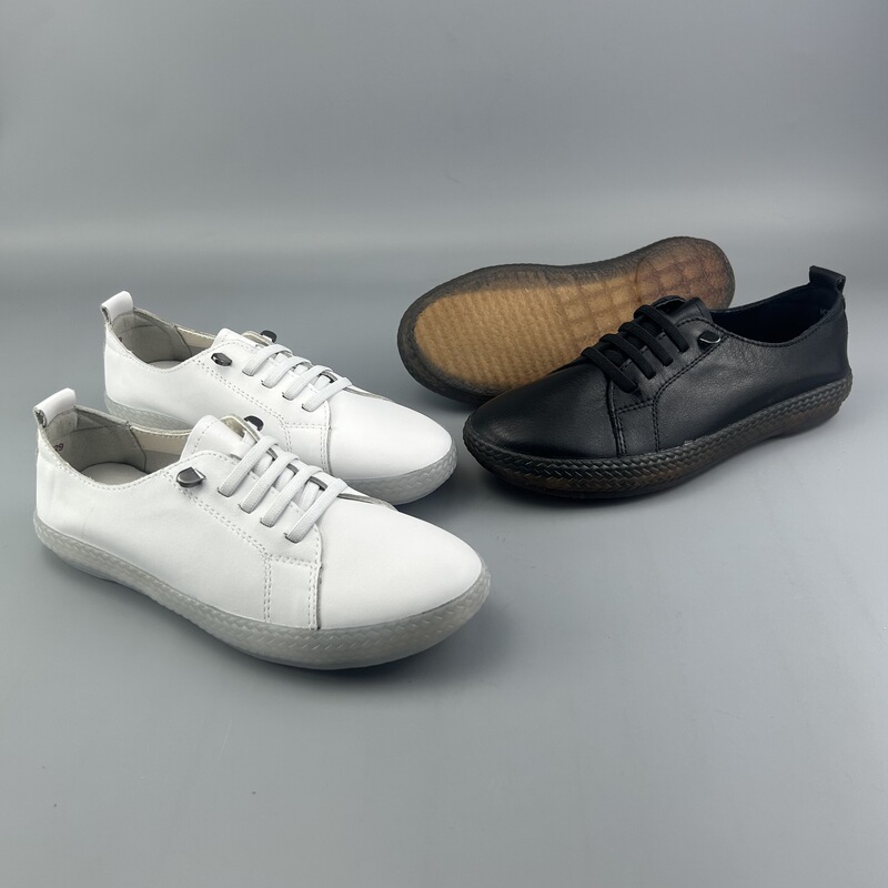 K29 elastic buckle casual cowhide women's shoes especially easy to wear white shoes for pedicure breathable large size 42