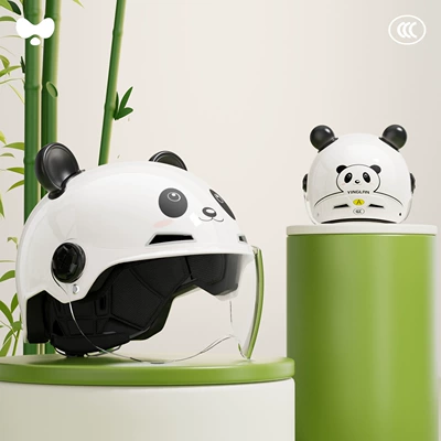 Motorcycle Helmet, Motosiklet kaskı (dəbilqə) - 3c-panda-white-hd-short-lens-class-a-new-national-standard-one-size-fits-all