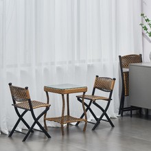 3YV5藤椅休闲餐椅简约靠背小椅子塑料编织椅阳台椅户外便携单人折