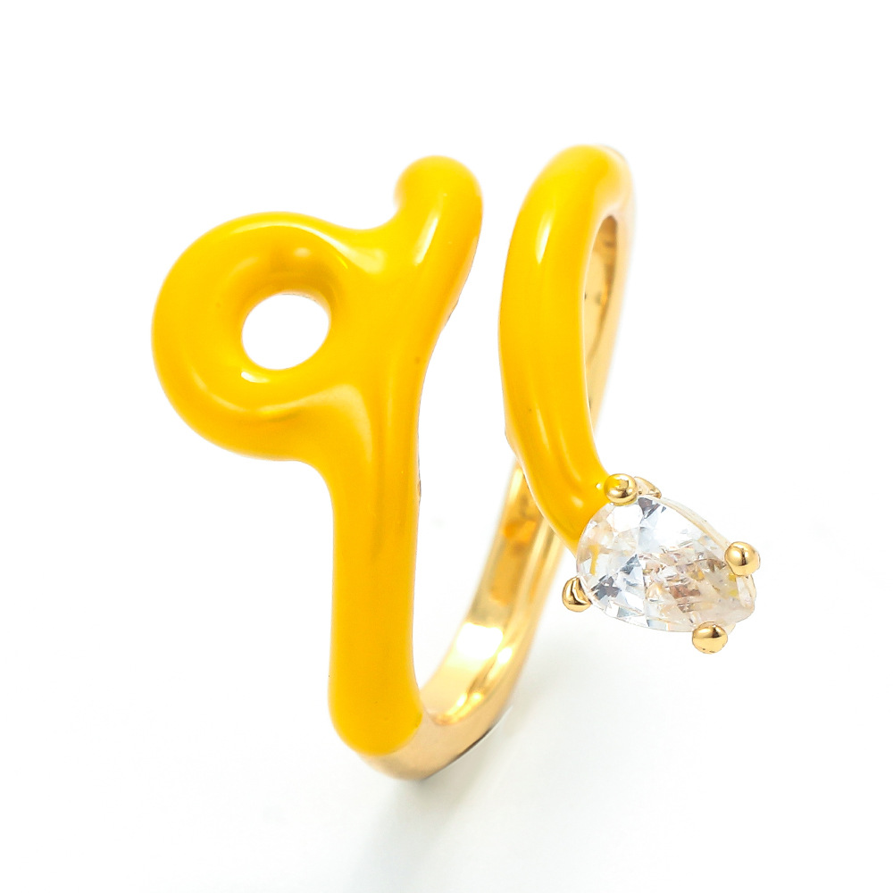 Korean Creative Personality Spirit Snake Ring Female Ins Simple Cute Colorful Oil Necklace Snake-shaped Index Finger Ring Foreign Trade Jewelry display picture 1