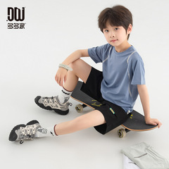 Duojia 通気性メッシュボーイズスポーツ Tシャツ夏弾性肌に優しいトレーニングフィットネストップ子供のトレンディな半袖