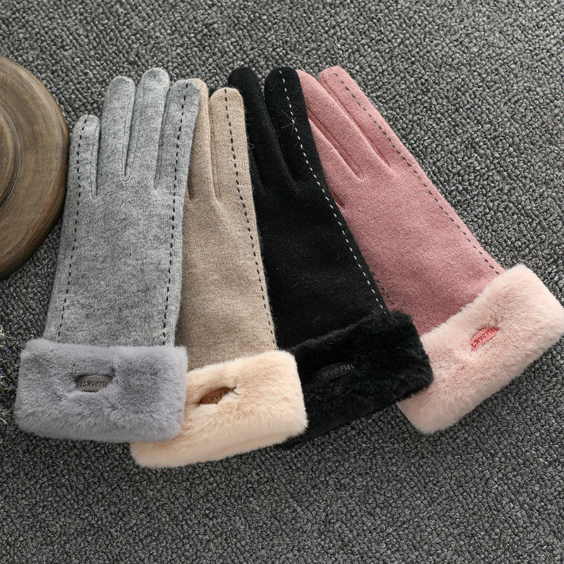 女性用カシミヤ手袋 冬用 暖かい タッチスクリーン対応 ウールとコーラルベルベット製 指分けタイプ 防寒 冬用暖かい手袋|undefined