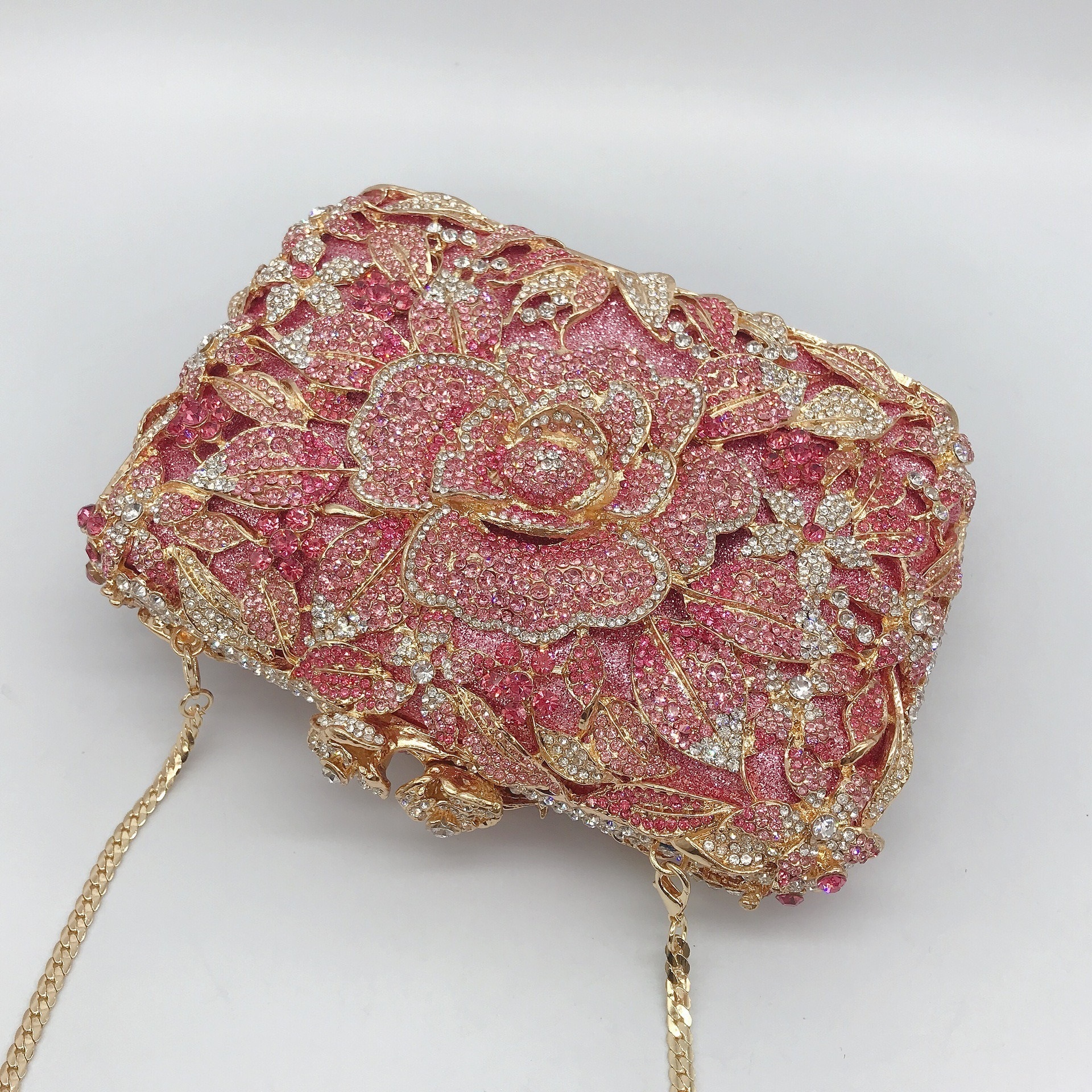 Rose Crystal bag pastel transfronterizo rosa diamantes bolsas de cena de fiesta de diamantes bolsas de mano de mujer
