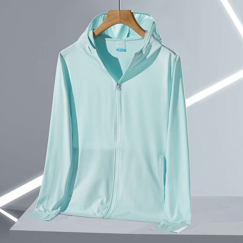 Summer Outdoor Couple's Sun Protection Clothing, Ice Silk Knitted Thin Breathable Anti-Uv Sports Fishing Clothing, Skin Clothing for Men