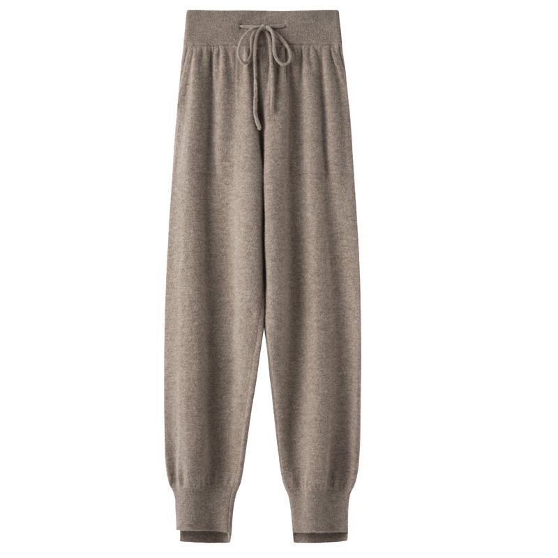 Women's knitted high waist tapered harem radish pants outer wear casual pure wool sweatpants autumn and winter New cashmere bloomers
