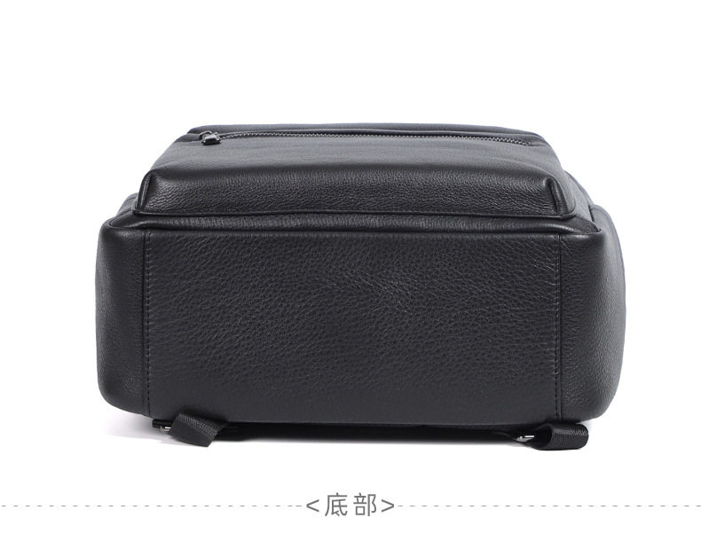 Ba lô da bò lớp đầu cho nam, kiểu dáng tối giản, đa chức năng, ngăn laptop 15 inch — Màu đen chi tiết 19