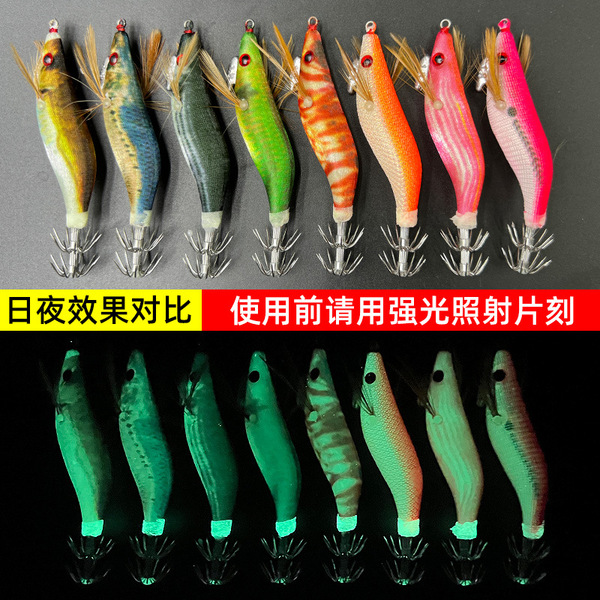 Small wooden shrimp No. 1.8 luminous wooden shrimp Squid hook Luya…